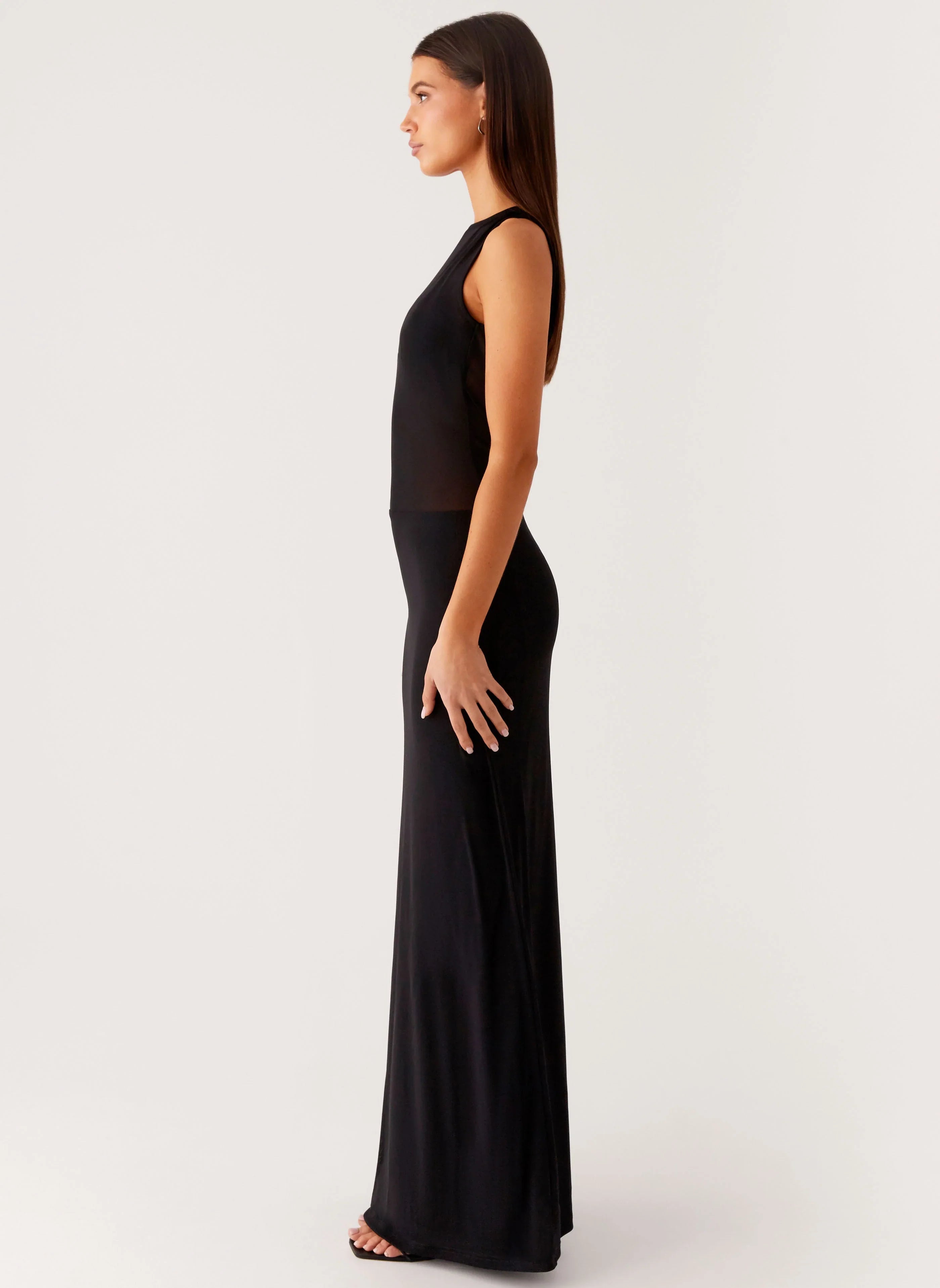 lyria Mesh Maxi Dress - Black