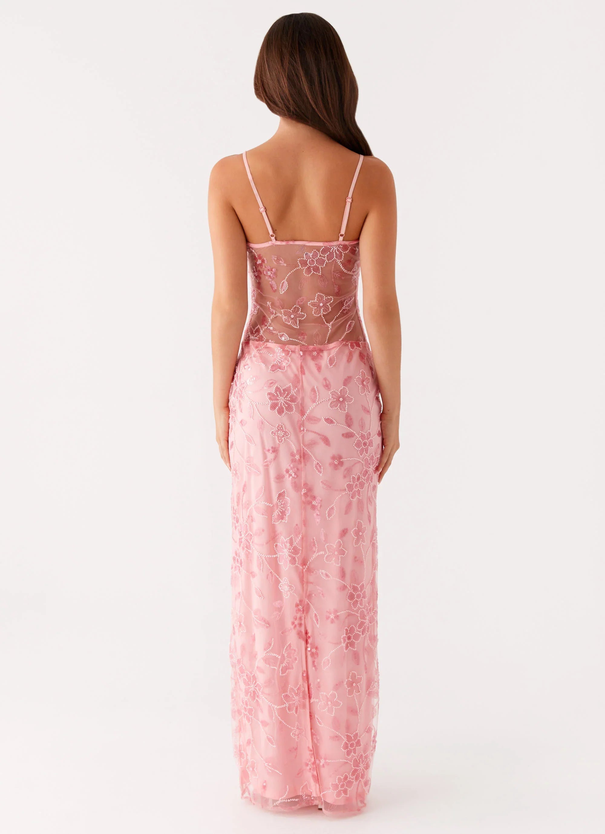 Akira Beaded Maxi Dress - Pink Orange